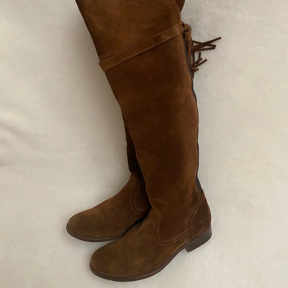 Frye Brown Suede Leather Over-the-Knee Boots